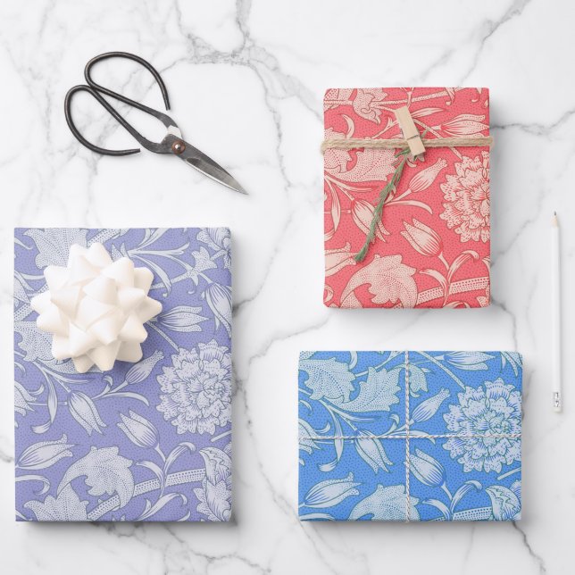 Hoja De Papel De Regalo William Morris - Patrones florales de Tulipanes sa (Anverso)