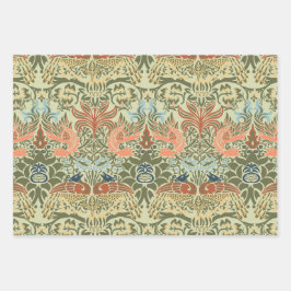 Hoja De Papel De Regalo William Morris Peacock y Dragon