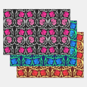Hoja De Papel De Regalo William Morris Pimpernel, Fuchsia, Azul, Marrón