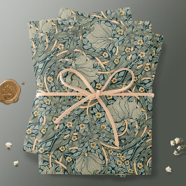 Hoja De Papel De Regalo William Morris Pimpernel Gold Sage Green