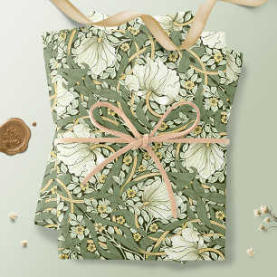 Hoja De Papel De Regalo William Morris Pimpernel White Sage Green