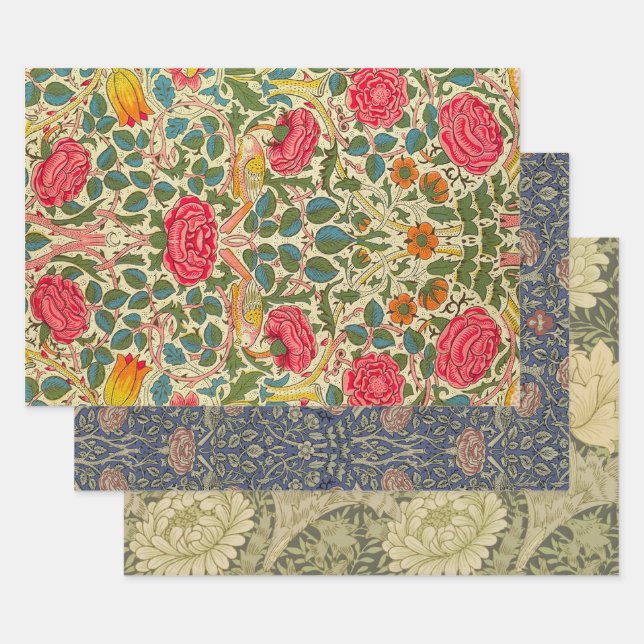 Hoja De Papel De Regalo William Morris Rosa Floral Chintz Pink (Set)