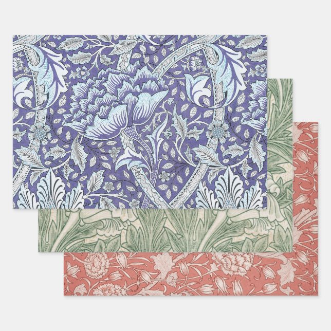 Hoja De Papel De Regalo William Morris Windrush flores azules florales (Set)