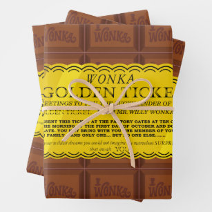 Hoja De Papel De Regalo Willy Wonka Golden Ticket