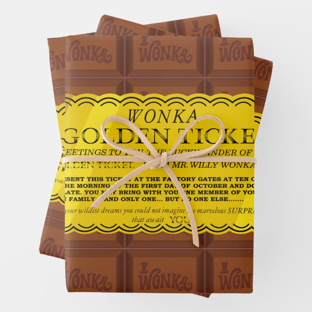 Hoja De Papel De Regalo Willy Wonka Golden Ticket (In situ)