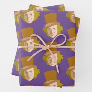 Hoja De Papel De Regalo Willy Wonka Stenciled Face Graphic