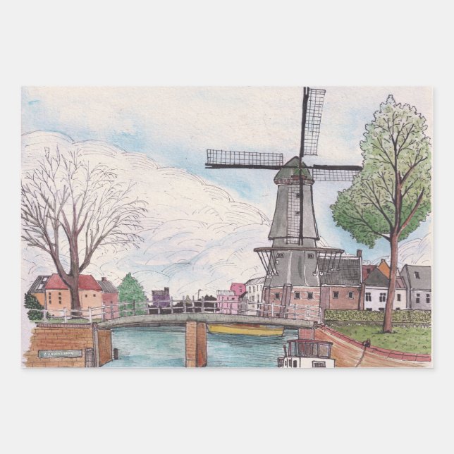 Hoja De Papel De Regalo Windmill De Adriaan Haarlem (Anverso)