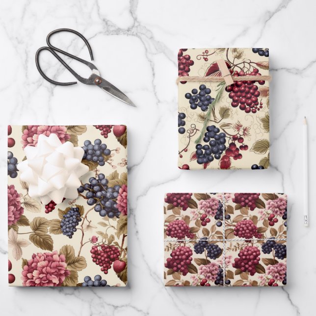 Hoja De Papel De Regalo Wine Berry (Anverso)
