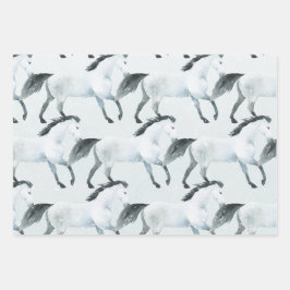 Hoja De Papel De Regalo Winter Blue Snowy White Horse