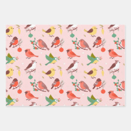 Hoja De Papel De Regalo Winter Christmas Birds
