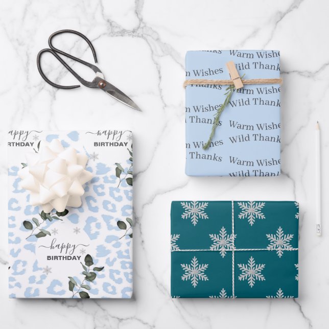 Hoja De Papel De Regalo Winter Wild Glacier Leopard (Anverso)