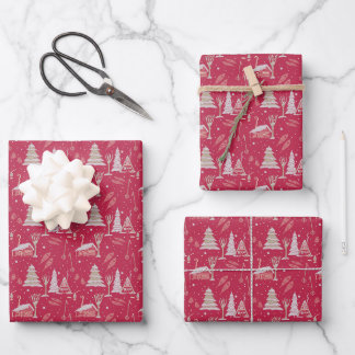 Hoja De Papel De Regalo Wintery Snowshoe Flat Wrap (3 hojas) Pap de envolv
