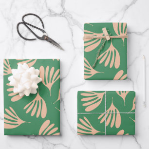 Hoja De Papel De Regalo Wisp Verde y Rubor deja la modernidad contemporáne