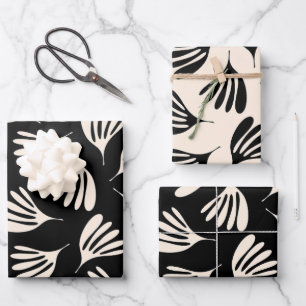 Hoja De Papel De Regalo Wispy deja la Moda patrón contemporáneo de crema n