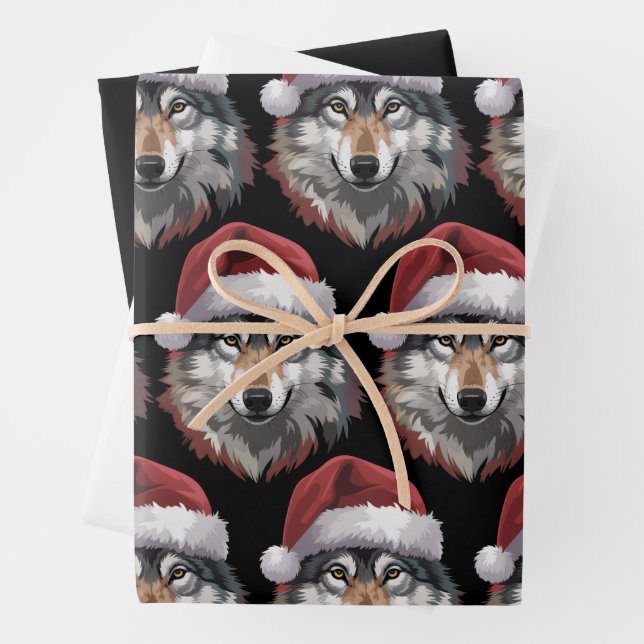 Hoja De Papel De Regalo Wolf Christmas Funny Xmas Gift Animal Lovers  (In situ)