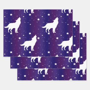 Hoja De Papel De Regalo Wolf Silhouette Starry Night Galaxy Lover Universe