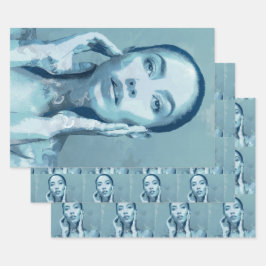 Hoja De Papel De Regalo "Woman in Blue" Cadeaupapier Vellen Set