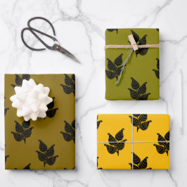 Hoja De Papel De Regalo Woodcut botánico