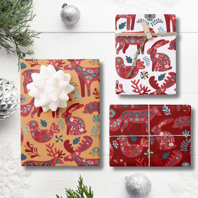 Hoja De Papel De Regalo Woodland Animals Scandinavian Folk Art Christmas (Subido por el creador)