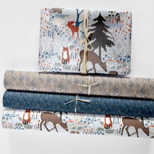 Hoja De Papel De Regalo Woodland Animals Winter Woods