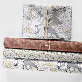 Hoja De Papel De Regalo Woodland Animals Winter Woods