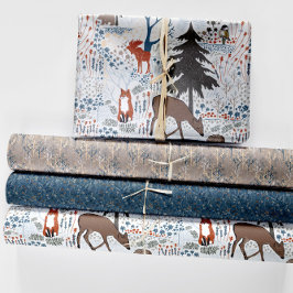 Hoja De Papel De Regalo Woodland Animals Winter Woods