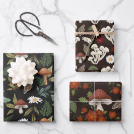 Hoja De Papel De Regalo Woodland Autumn Mushrooms