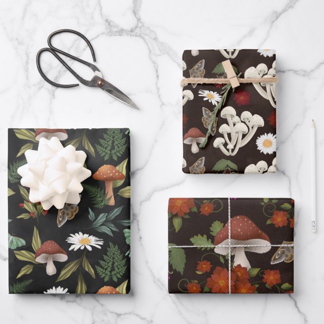 Hoja De Papel De Regalo Woodland Autumn Mushrooms (Anverso)