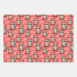 Hoja De Papel De Regalo Woodland Cute Raccoon Feliz cumpleaños