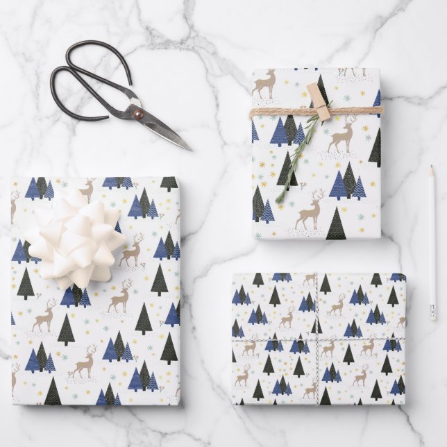 Hoja De Papel De Regalo Woodland Deer Holiday (Anverso)