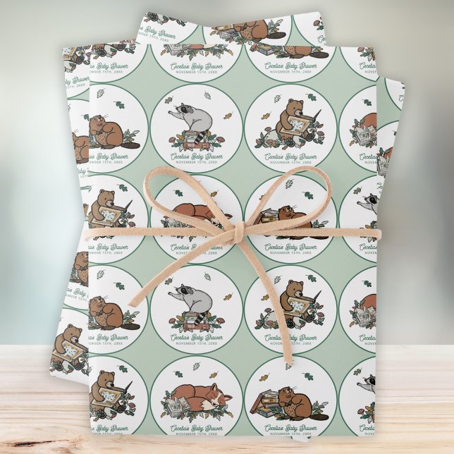 Hoja De Papel De Regalo Woodland Storybook Baby Shower (Subido por el creador)