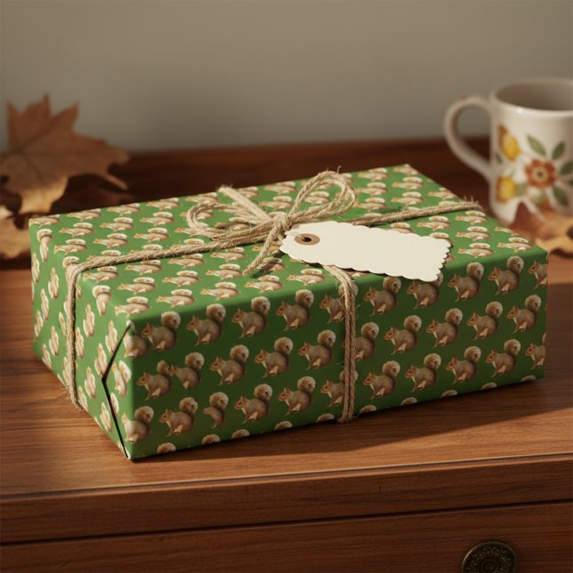 Hoja De Papel De Regalo Woodland Vibes Squirrel (Woodland Vibes Squirrel Wrapping Paper Sheets)