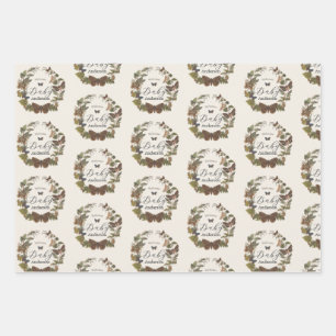 Hoja De Papel De Regalo Woodland Vintage Botanage Baby Shower