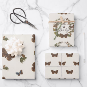 Hoja De Papel De Regalo Woodland Vintage Botanage Baby Shower
