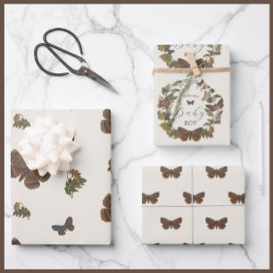 Hoja De Papel De Regalo Woodland Vintage Botanage Baby Shower