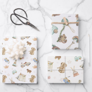Hoja De Papel De Regalo WP Boho   Nombres en (2) Juguetes blancos de época