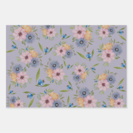 Hoja De Papel De Regalo Wrappin Invitación púrpura en el jardín de primave