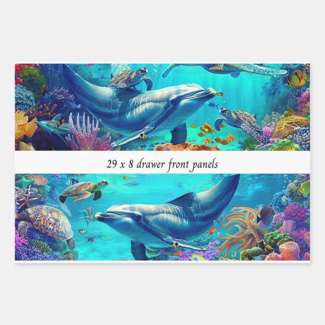 Hoja De Papel De Regalo Wrapping Decoupage 3 Sea World Dolphin Drawer  (Anverso 2)