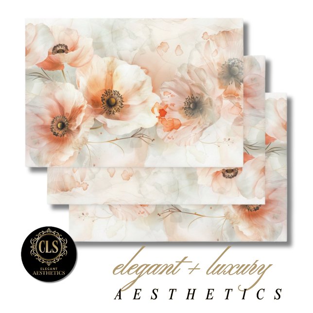 Hoja De Papel De Regalo Wrapping Paper – Decoupage - Elegant Peony Florals (Subido por el creador)