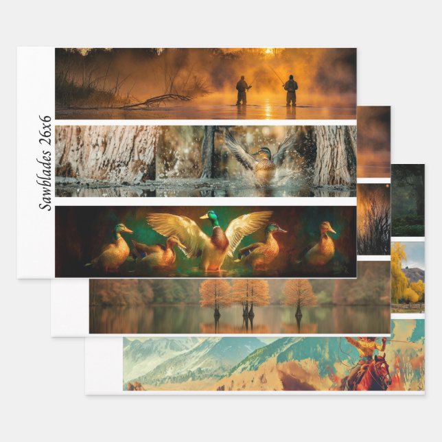 Hoja De Papel De Regalo Wrapping Paper Decoupage Handsaw Country Setting  (Set)