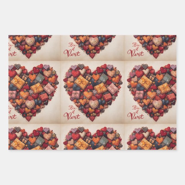 Hoja De Papel De Regalo Wrapping Paper Flat Sheet Set of 3 (Anverso)