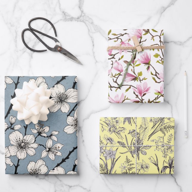 Hoja De Papel De Regalo Wrapping Paper Flat Sheet Set of 3 (Anverso)