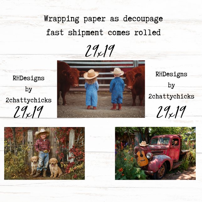 Hoja De Papel De Regalo Wrapping Paper for Decoupage Farm Life  (Subido por el creador)
