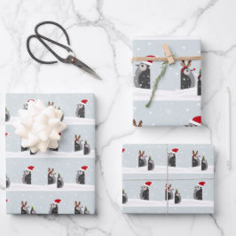 Hoja De Papel De Regalo Wrapping paper set with holiday penguins