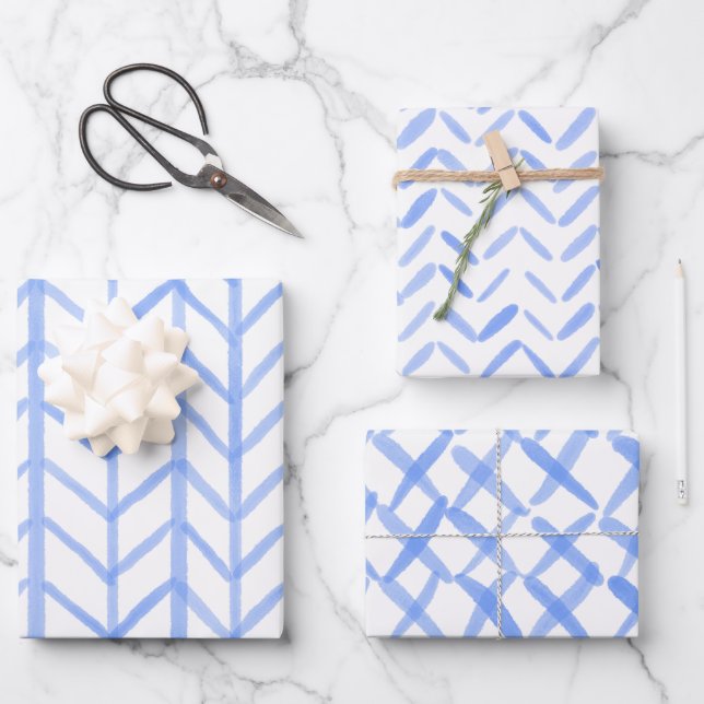 Hoja De Papel De Regalo Wrapping Paper Sheets - Blue Patterns (Anverso)