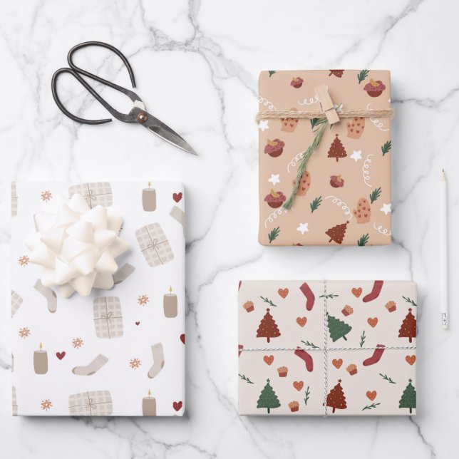 Hoja De Papel De Regalo Wrapping Paper Sheets - Christmas Patterns (Anverso)
