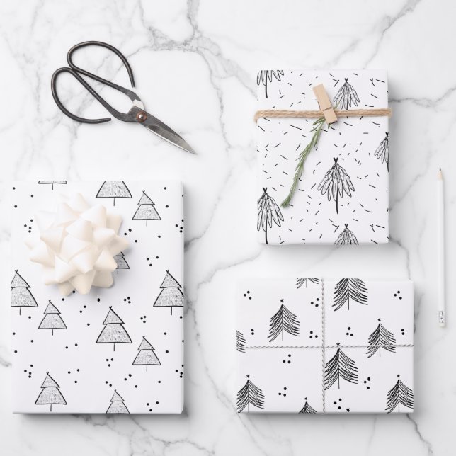 Hoja De Papel De Regalo Wrapping Paper Sheets - Christmas Tree Patterns (Anverso)