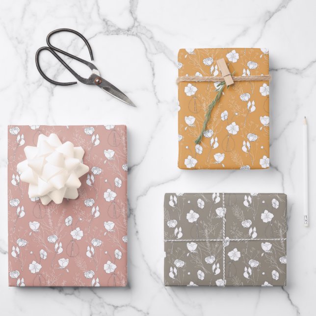 Hoja De Papel De Regalo Wrapping Paper Sheets - Floral Patterns (Anverso)