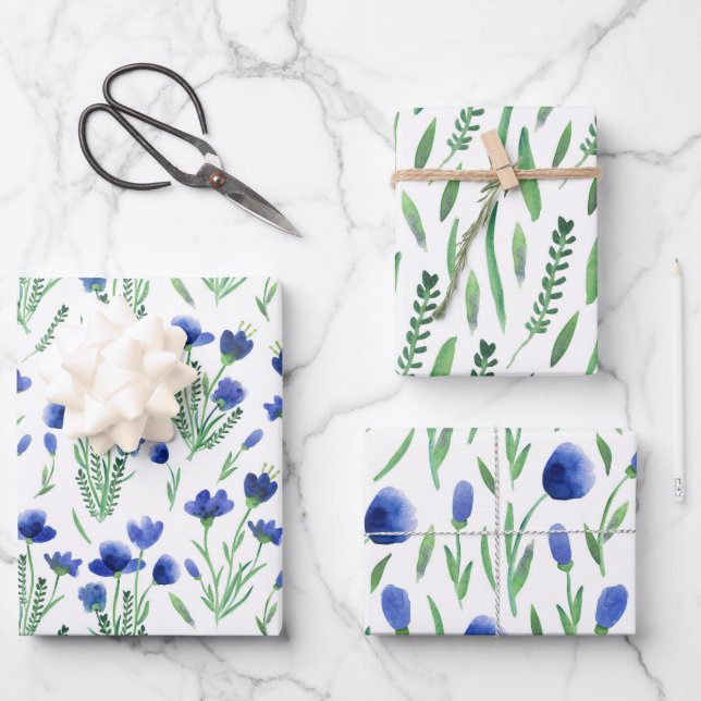 Hoja De Papel De Regalo Wrapping Paper Sheets - Flowers & Leaves (Anverso)