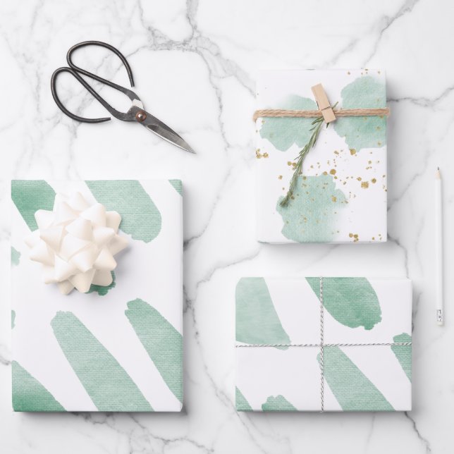 Hoja De Papel De Regalo Wrapping Paper Sheets - Green Elements (Anverso)
